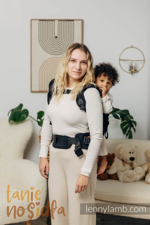 Nosidełko LennyPreschool, splot jodełkowy, 100% bawełna, rozmiar preschool - MAŁA JODEŁKA CZARNY HEBAN