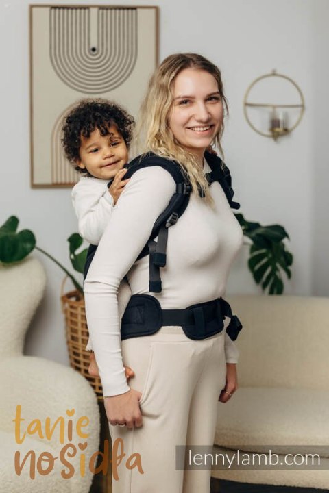 Nosidełko LennyPreschool, splot jodełkowy, 100% bawełna, rozmiar preschool - MAŁA JODEŁKA CZARNY HEBAN