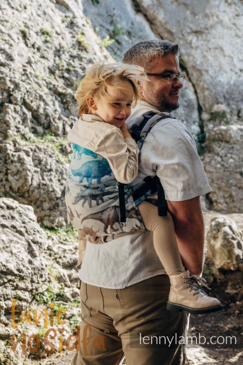 Nosidełko LennyPreschool z tkaniny żakardowej 100% bawełna, rozmiar preschool - PARK JURAJSKI - FOSSIL
