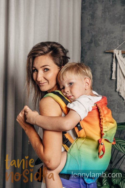 Nosidełko LennyPreschool z tkaniny żakardowej 100% bawełna, rozmiar preschool - TĘCZOWE DZIECKO