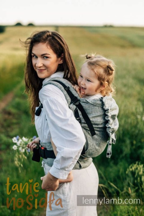 Nosidełko LennyPreschool z tkaniny żakardowej 100% len, rozmiar preschool - ARROW - WAVE