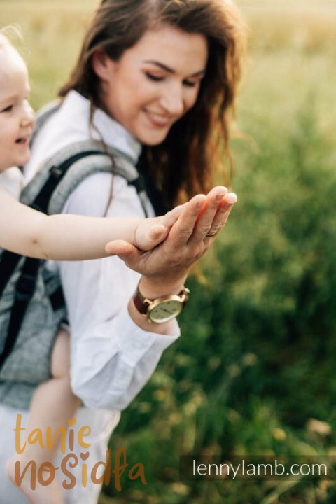 Nosidełko LennyPreschool z tkaniny żakardowej 100% len, rozmiar preschool - ARROW - WAVE