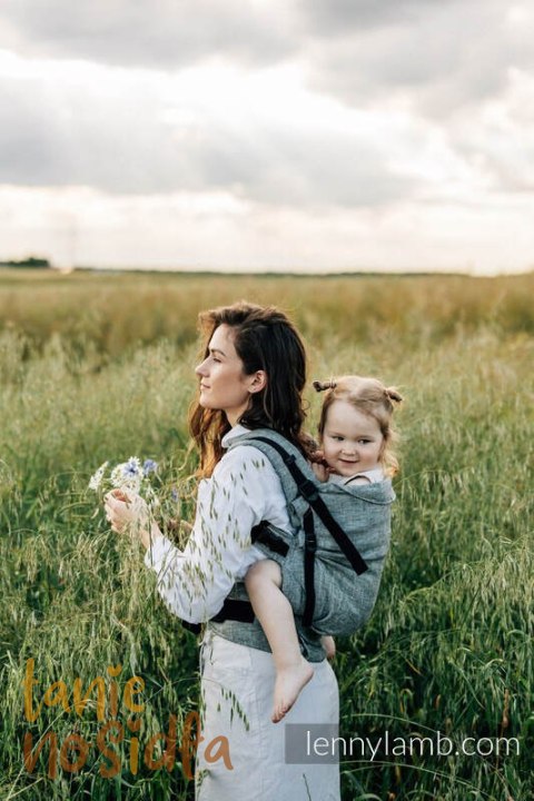 Nosidełko LennyPreschool z tkaniny żakardowej 100% len, rozmiar preschool - ARROW - WAVE