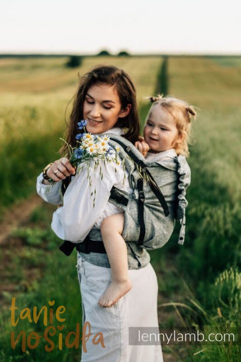 Nosidełko LennyPreschool z tkaniny żakardowej 100% len, rozmiar preschool - ARROW - WAVE