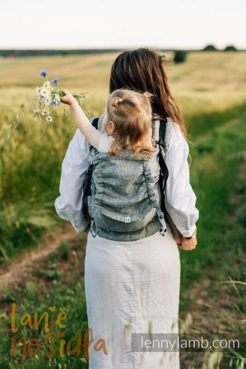 Nosidełko LennyPreschool z tkaniny żakardowej 100% len, rozmiar preschool - ARROW - WAVE