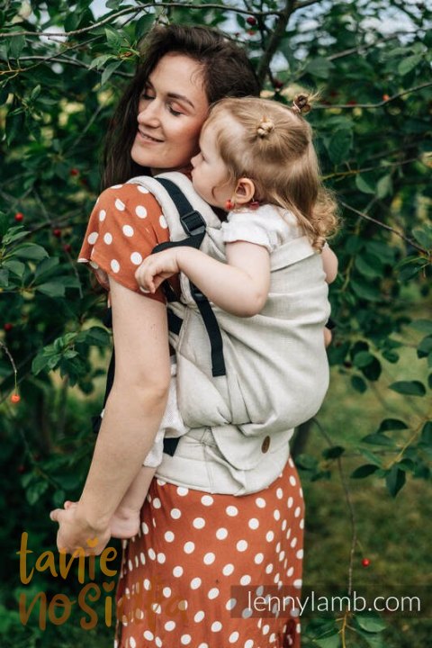 Nosidełko LennyPreschool z tkaniny żakardowej 100% len, rozmiar preschool - ARROW - WHISPER