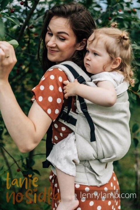 Nosidełko LennyPreschool z tkaniny żakardowej 100% len, rozmiar preschool - ARROW - WHISPER