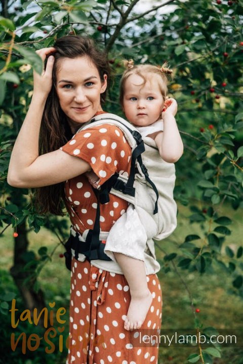 Nosidełko LennyPreschool z tkaniny żakardowej 100% len, rozmiar preschool - ARROW - WHISPER