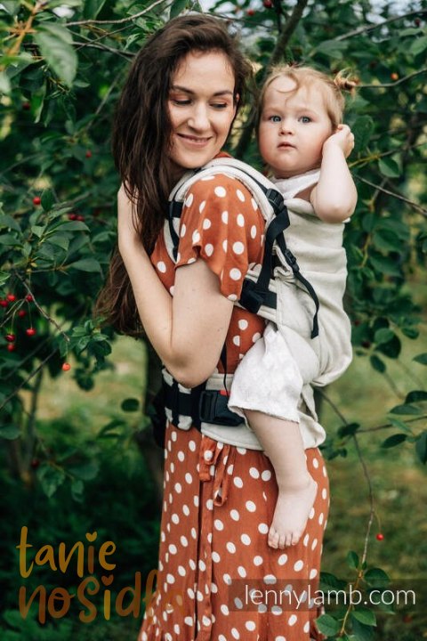 Nosidełko LennyPreschool z tkaniny żakardowej 100% len, rozmiar preschool - ARROW - WHISPER
