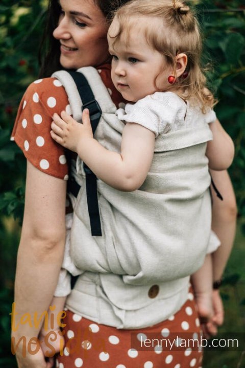 Nosidełko LennyPreschool z tkaniny żakardowej 100% len, rozmiar preschool - ARROW - WHISPER