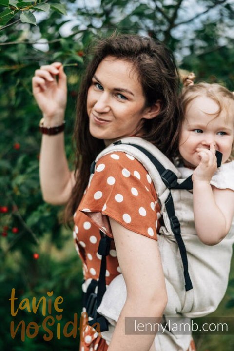 Nosidełko LennyPreschool z tkaniny żakardowej 100% len, rozmiar preschool - ARROW - WHISPER