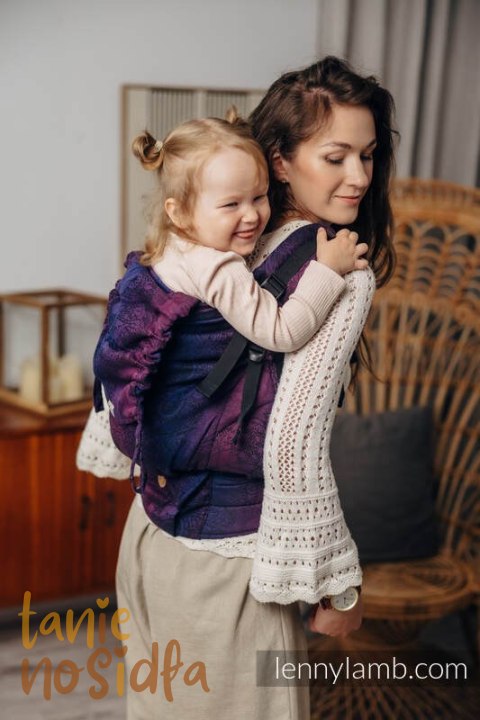 Nosidełko LennyPreschool z tkaniny żakardowej 100% bawełna, rozmiar preschool - DZIKIE WINO - BOUQUET Nosidełko LennyPreschool z tkaniny żakardowej 100% bawełna, rozmiar preschool - DZIKIE WINO - BOUQUET