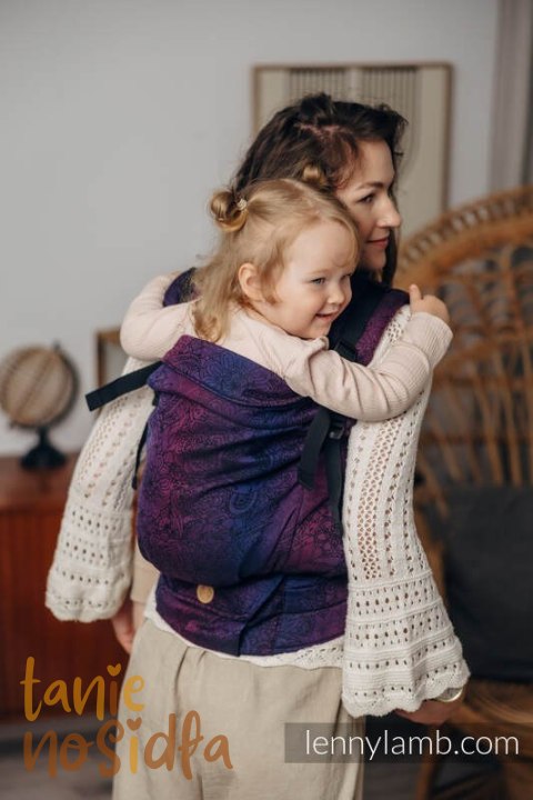 Nosidełko LennyPreschool z tkaniny żakardowej 100% bawełna, rozmiar preschool - DZIKIE WINO - BOUQUET Nosidełko LennyPreschool z tkaniny żakardowej 100% bawełna, rozmiar preschool - DZIKIE WINO - BOUQUET