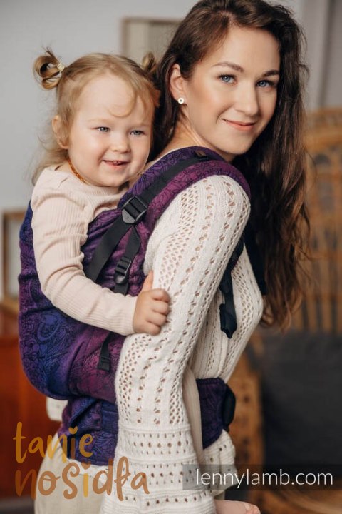 Nosidełko LennyPreschool z tkaniny żakardowej 100% bawełna, rozmiar preschool - DZIKIE WINO - BOUQUET Nosidełko LennyPreschool z tkaniny żakardowej 100% bawełna, rozmiar preschool - DZIKIE WINO - BOUQUET