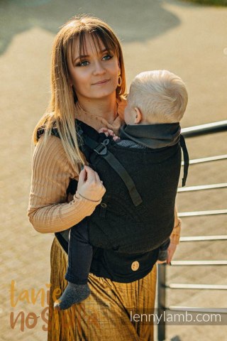 Nosidełko LennyUpGrade z tkaniny żakardowej 59% bawełna, 41% wełna merino , rozmiar standard - PAWI OGON - PITCH BLACK