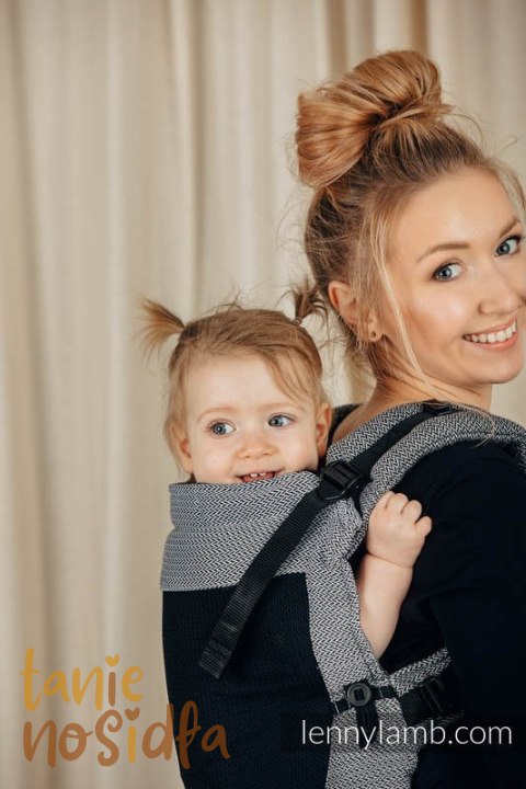 Nosidełko Siatkowe LennyUpGrade, splot jodełkowy, (75% bawełna, 25% poliester) rozmiar standard - MAŁA JODEŁKA OMBRE SZARY